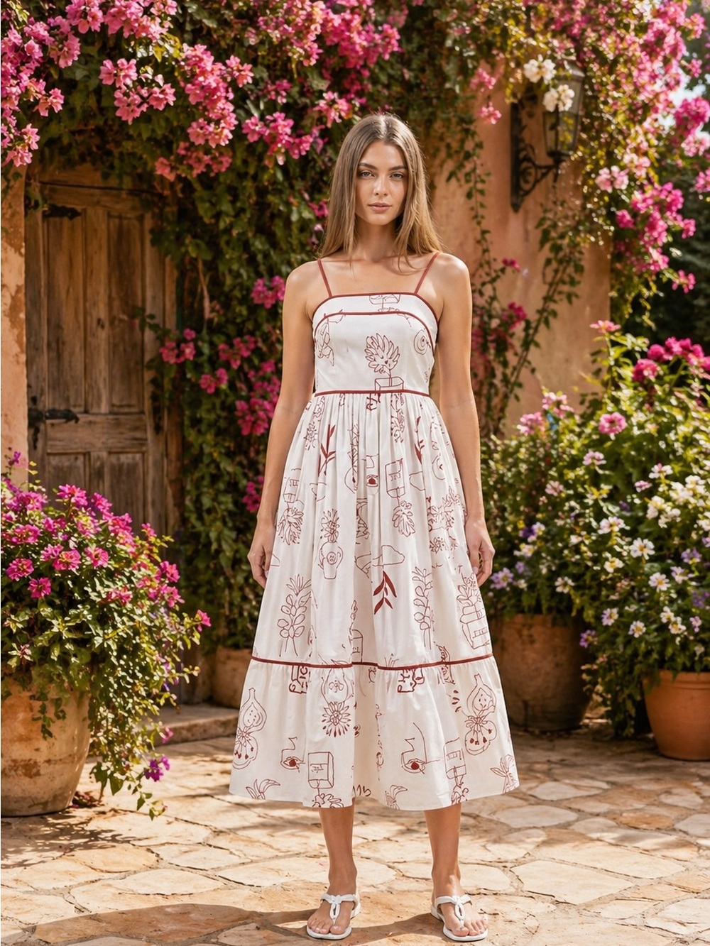 🇺🇸Firm Price🇺🇸 NWOT Moon River palm print Midi Dress